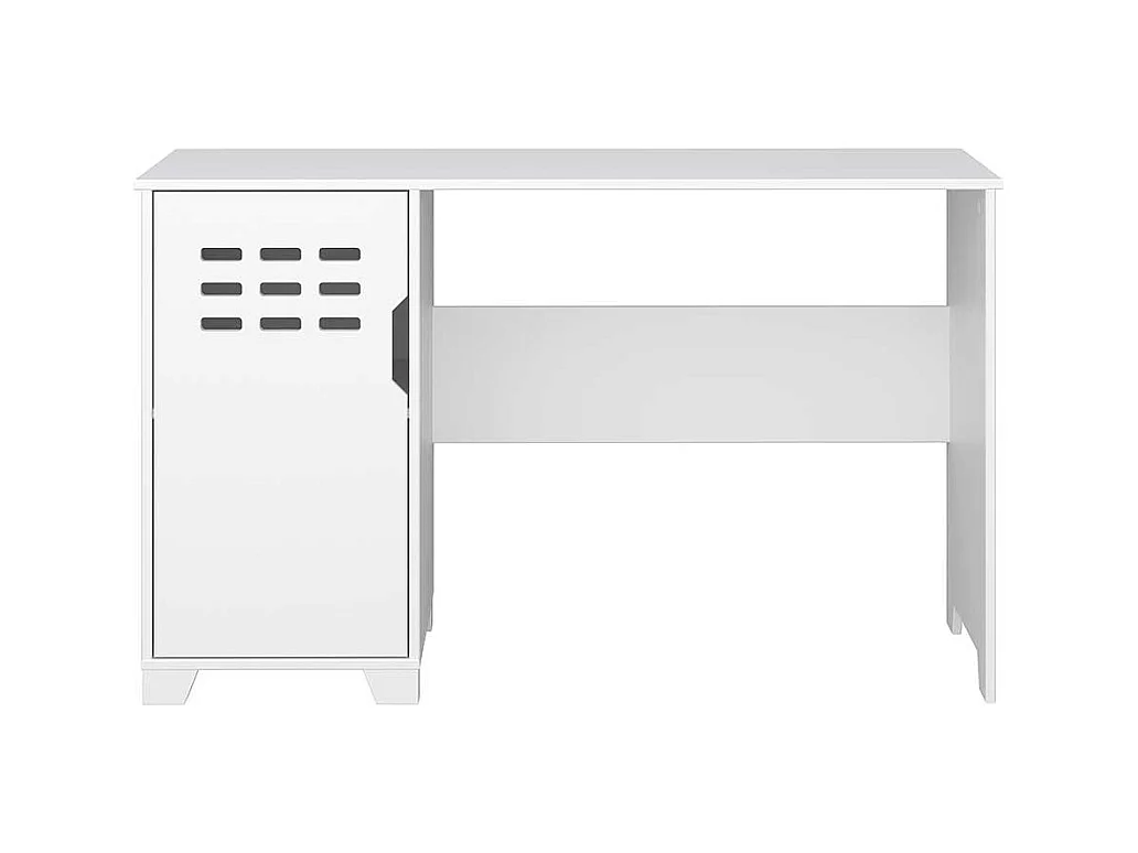 Schreibtisch aus MDF weiß lackiert Knieraumblende
