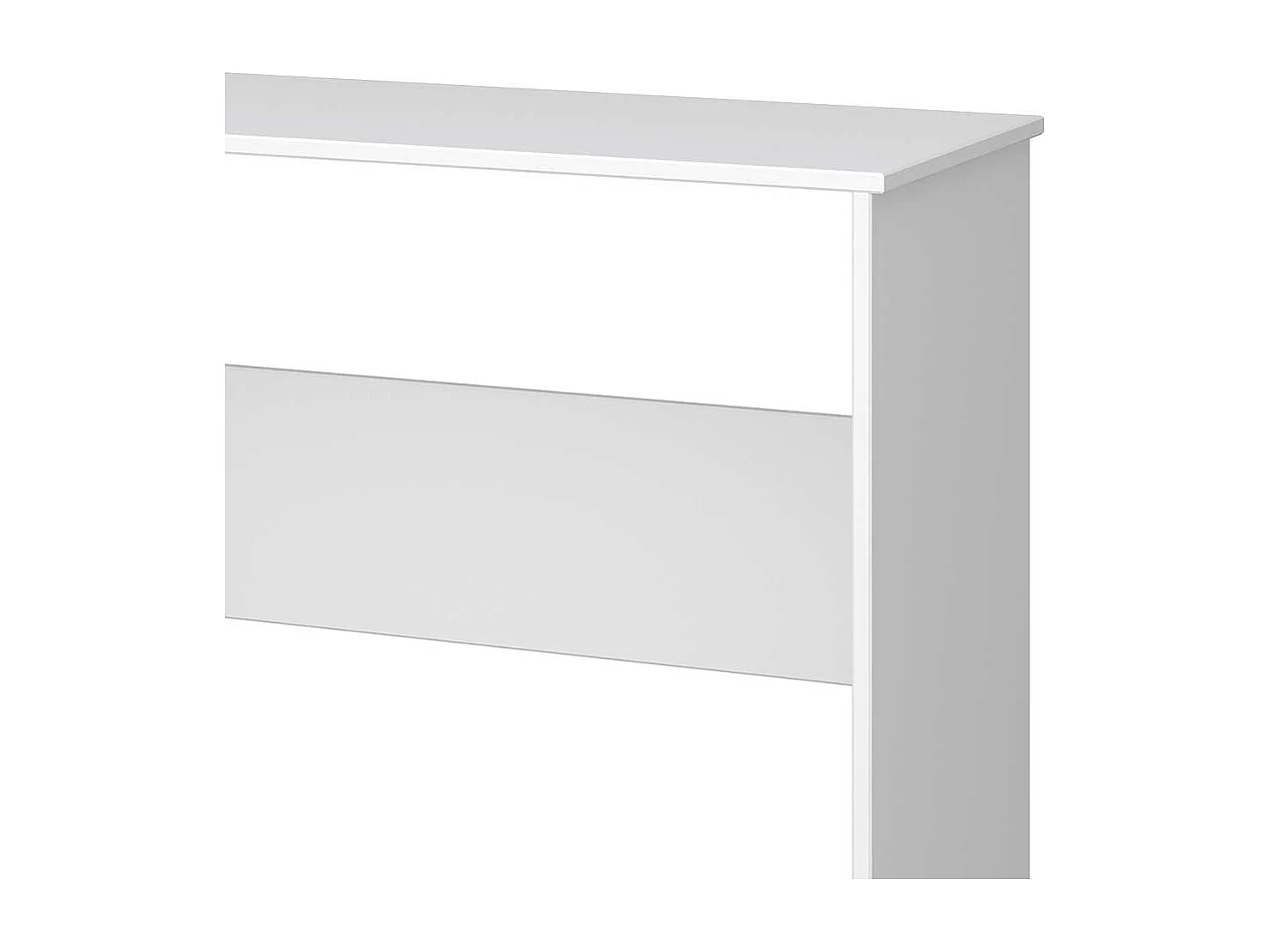 Schreibtisch aus MDF weiß lackiert Knieraumblende