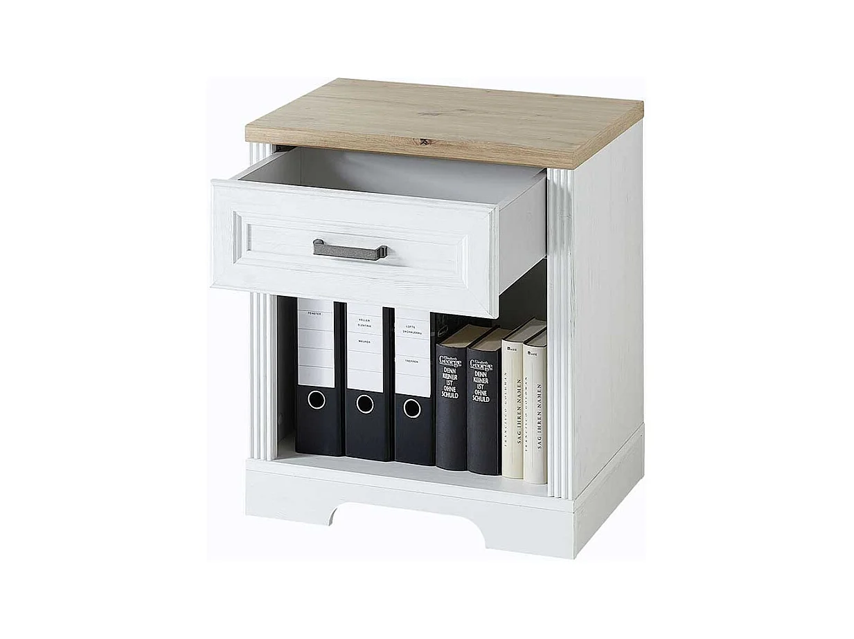 Schreibtisch Set im Landhausstil Weiß & Eichefarben (dreiteilig)