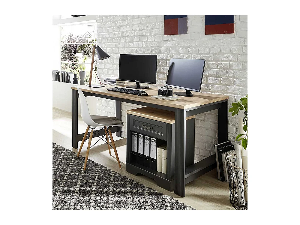 Bürotisch Set mit Rollcontainer Landhausstil (zweiteilig)