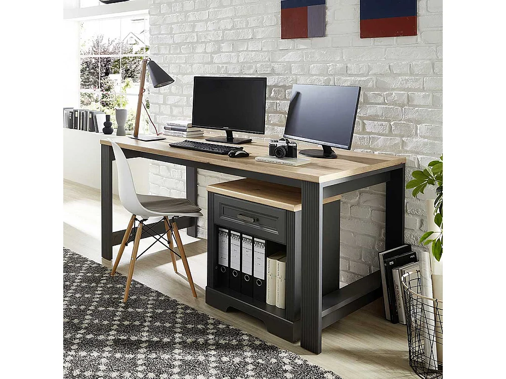 Bürotisch Set mit Rollcontainer Landhausstil (zweiteilig)