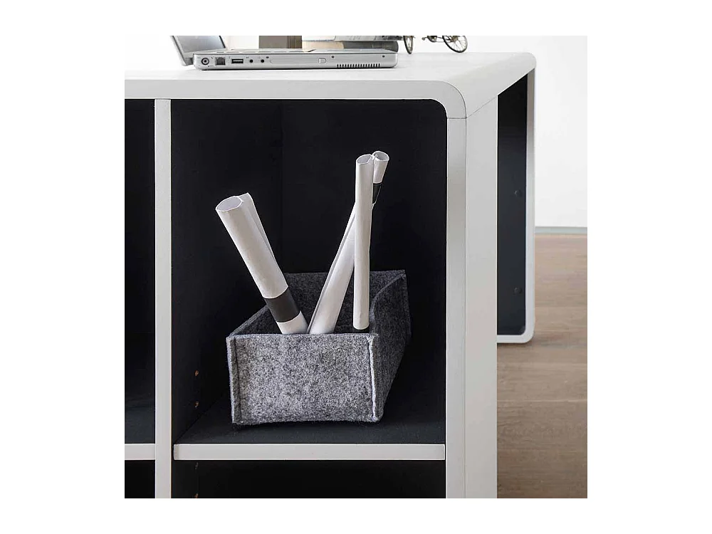 Schreibtisch mit integriertem Regal Weiß Anthrazit