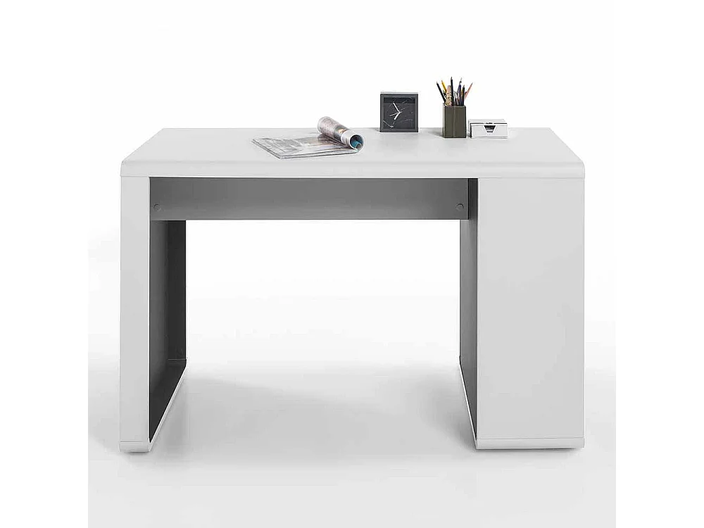 Schreibtisch mit integriertem Regal Weiß Anthrazit