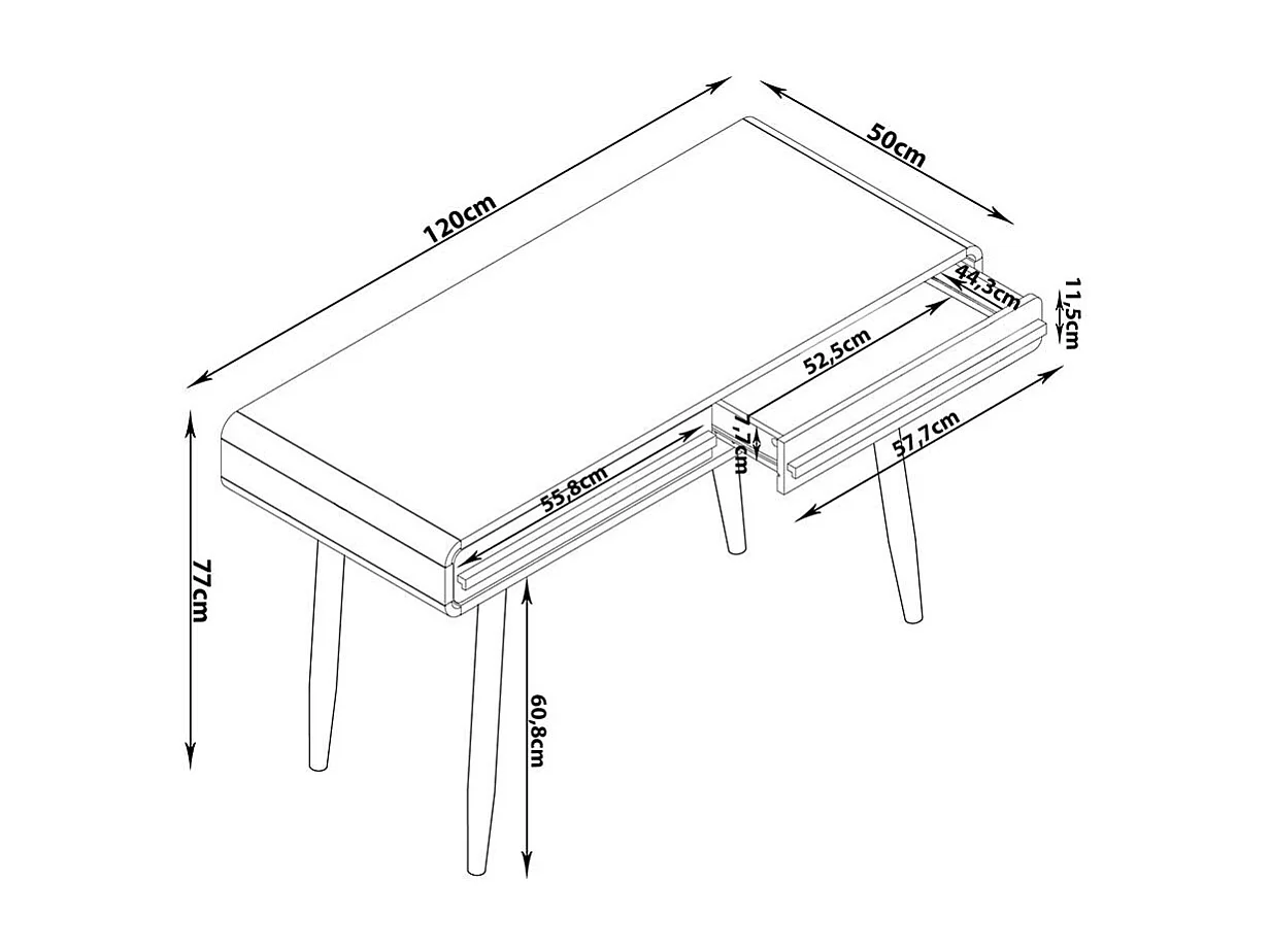 Schreibtisch Designschreibtisch mit zwei Schubladen 120 cm breit