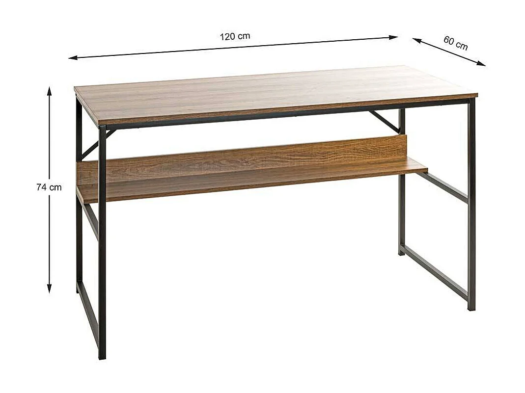 Schreibtisch mit Ablage in Eichefarben Schwarz