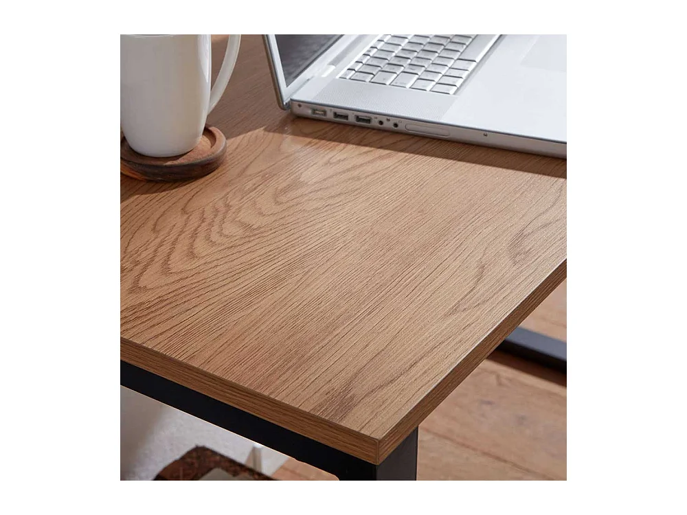 Laptopschreibtisch in Eichefarben & Schwarz Bügelgestell