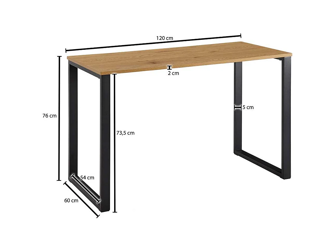 Laptopschreibtisch in Eichefarben & Schwarz Bügelgestell
