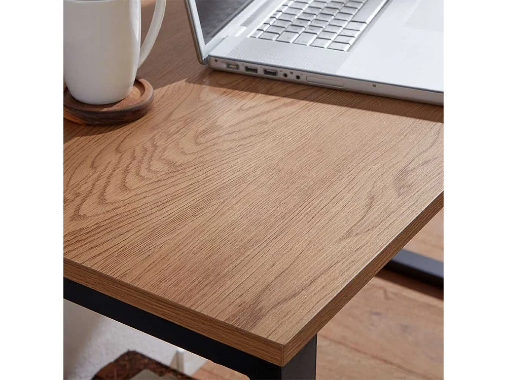 Laptopschreibtisch in Eichefarben & Schwarz Bügelgestell