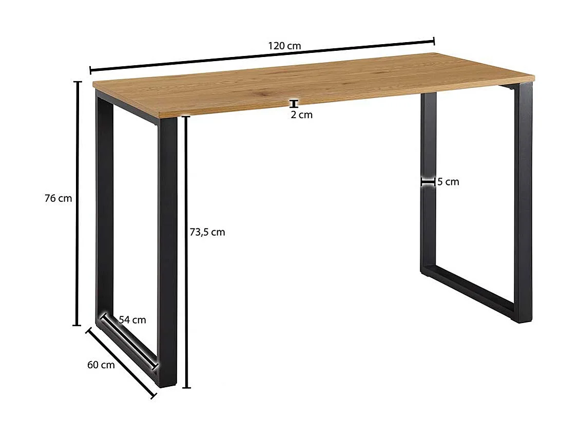 Laptopschreibtisch in Eichefarben & Schwarz Bügelgestell