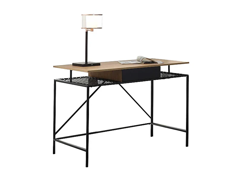 Design Schreibtisch in Holz Naturfarben Schwarz