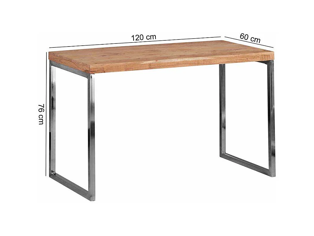 PC Tisch aus Akazie Massivholz Metall verchromt