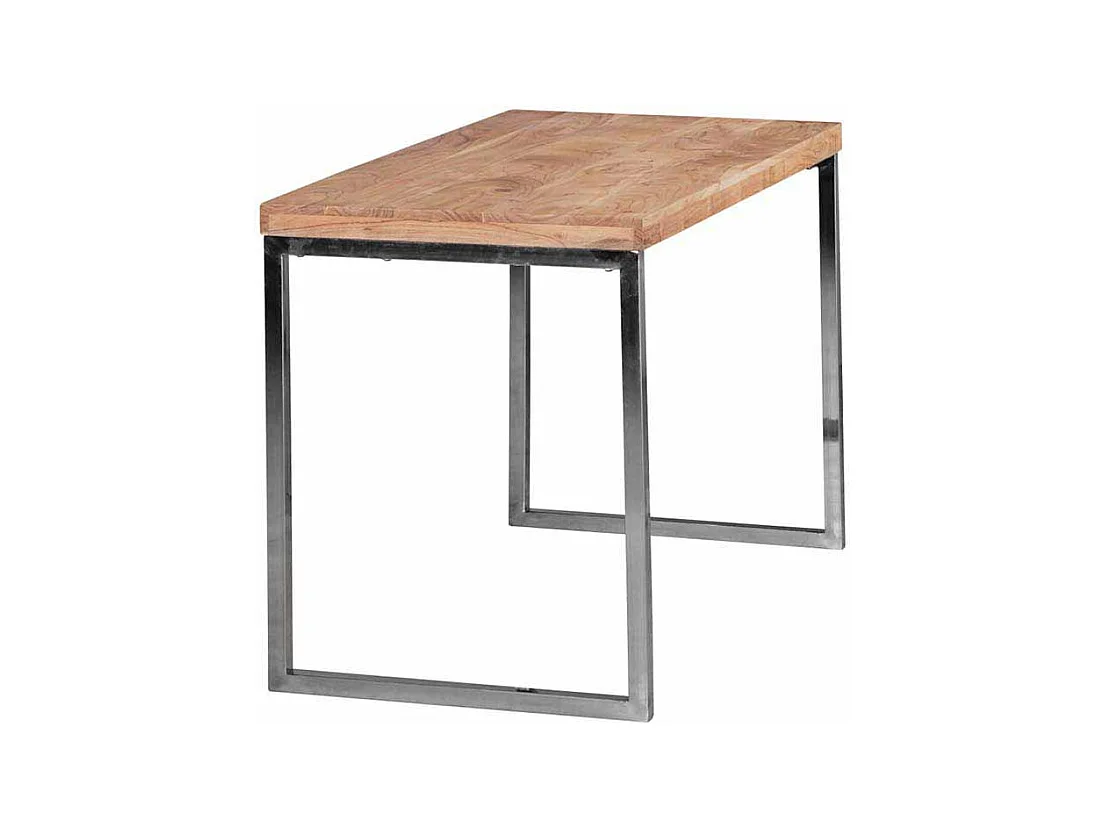PC Tisch aus Akazie Massivholz Metall verchromt