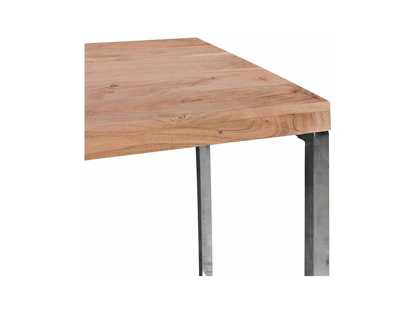 PC Tisch aus Akazie Massivholz Metall verchromt