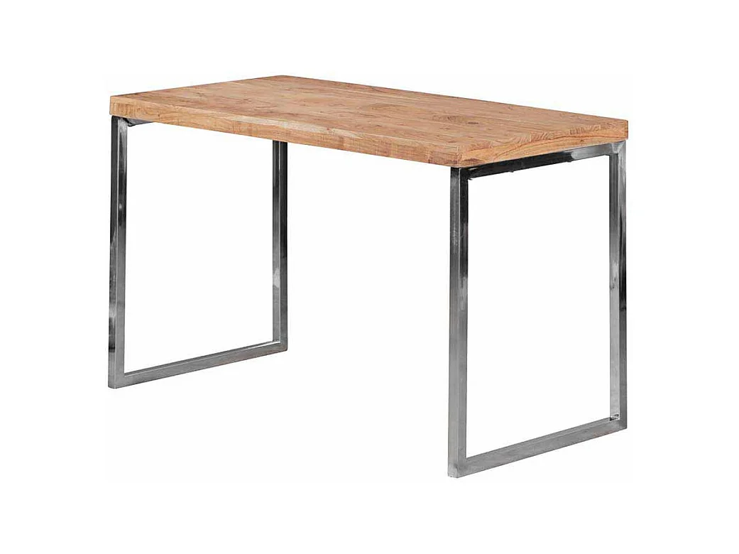 PC Tisch aus Akazie Massivholz Metall verchromt