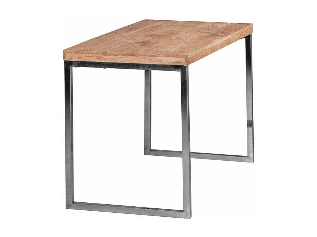 PC Tisch aus Akazie Massivholz Metall verchromt