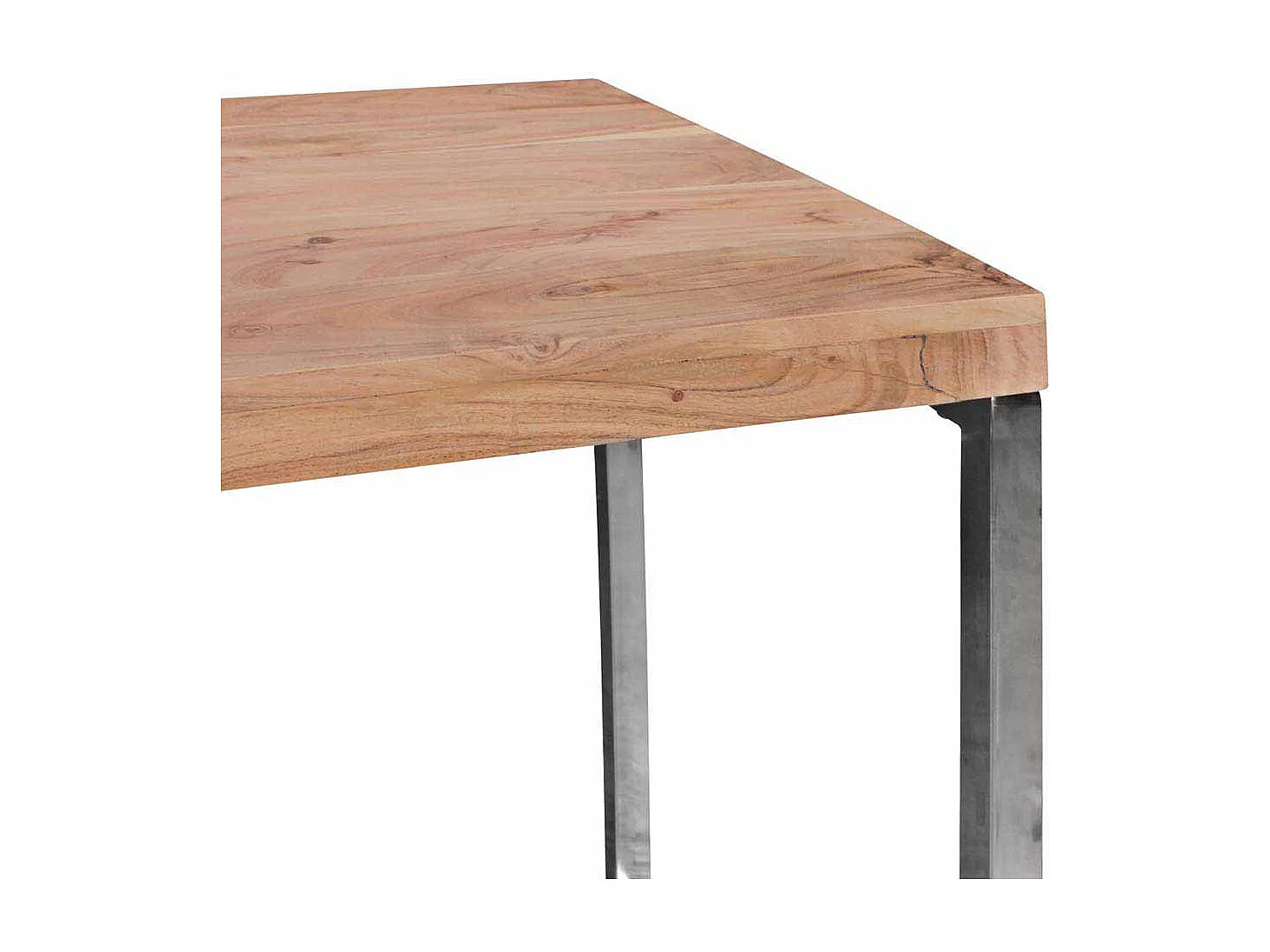 PC Tisch aus Akazie Massivholz Metall verchromt