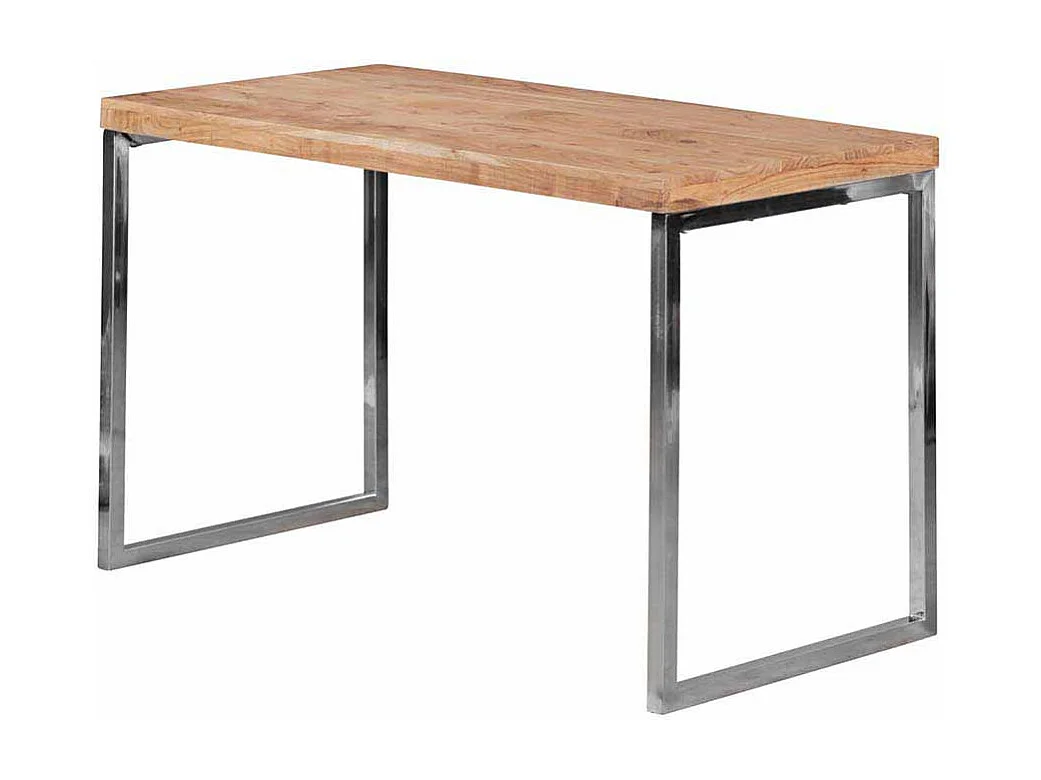 PC Tisch aus Akazie Massivholz Metall verchromt