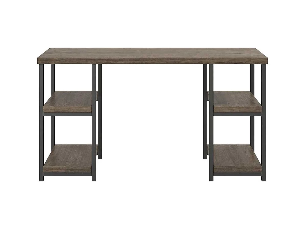 Industry Schreibtisch in Holzoptik Eiche verwittert Seitenregalen