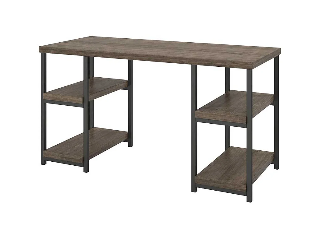 Industry Schreibtisch in Holzoptik Eiche verwittert Seitenregalen