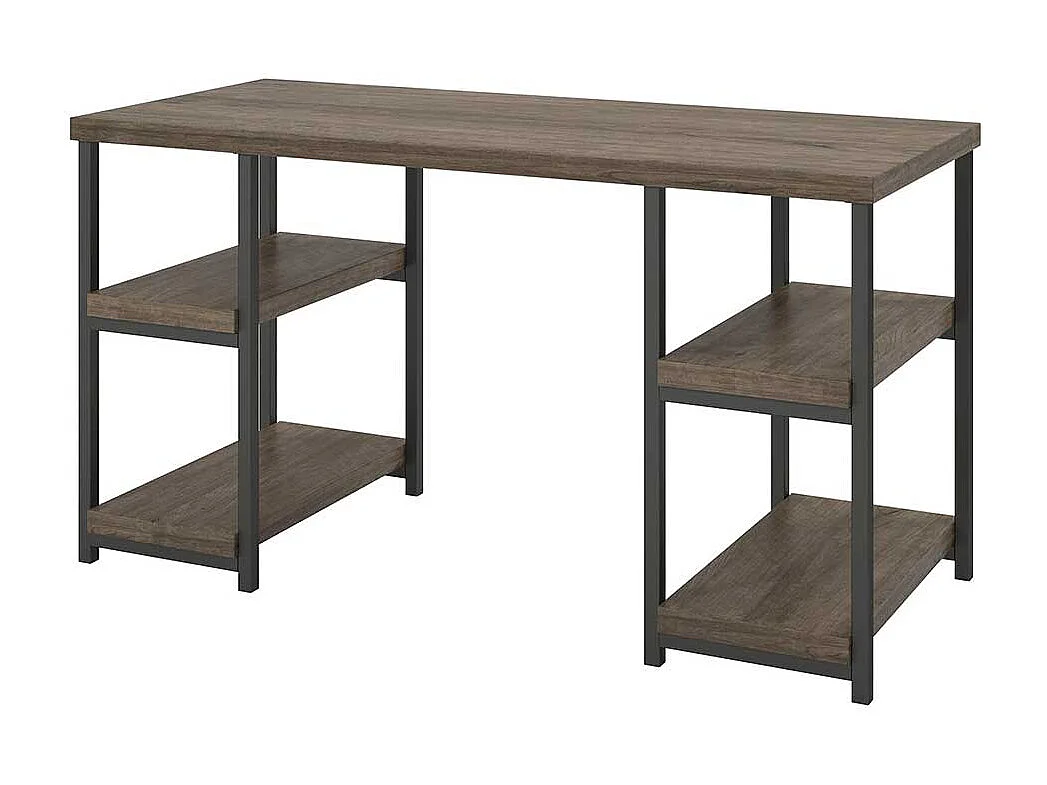 Industry Schreibtisch in Holzoptik Eiche verwittert Seitenregalen