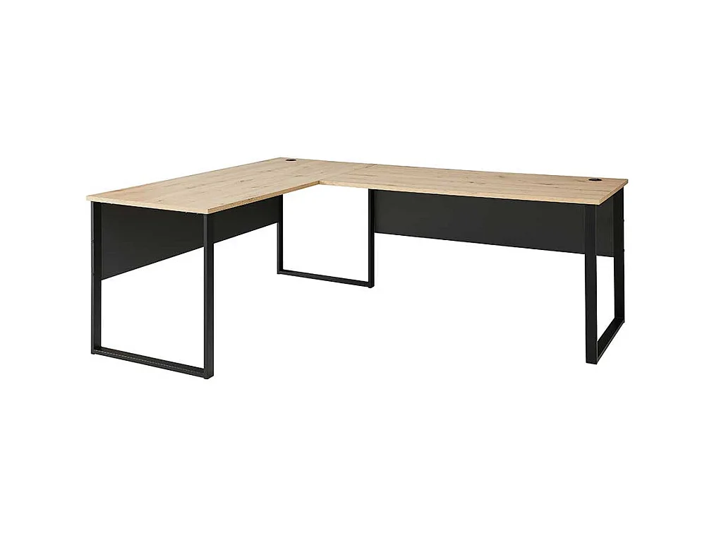 Winkelschreibtische modern in Wildeichefarben Dunkelgrau