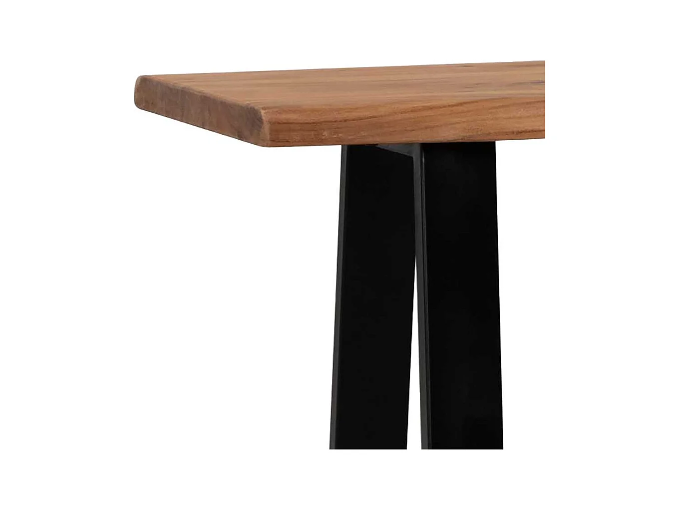 Bürotisch Laptopschreibtisch aus Akazie Massivholz mit Trapezgestell