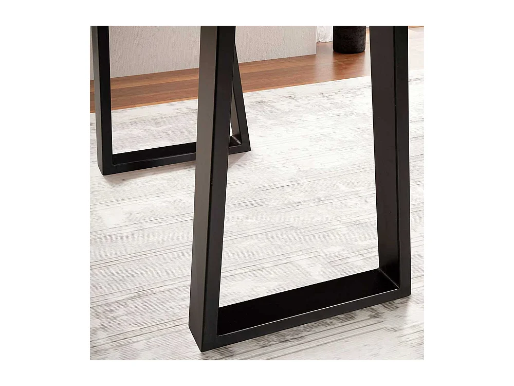 Bürotisch Laptopschreibtisch aus Akazie Massivholz mit Trapezgestell