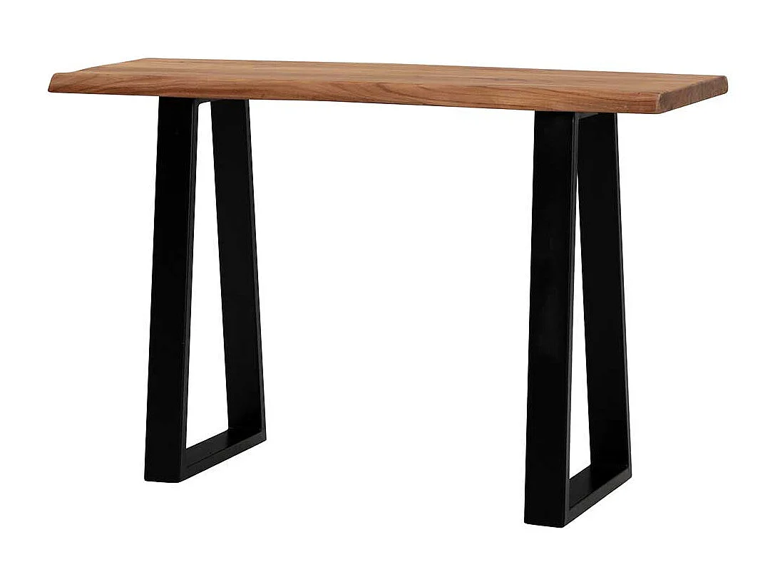 Bürotisch Laptopschreibtisch aus Akazie Massivholz mit Trapezgestell