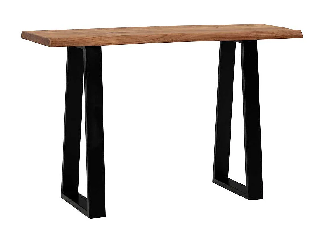 Bürotisch Laptopschreibtisch aus Akazie Massivholz mit Trapezgestell