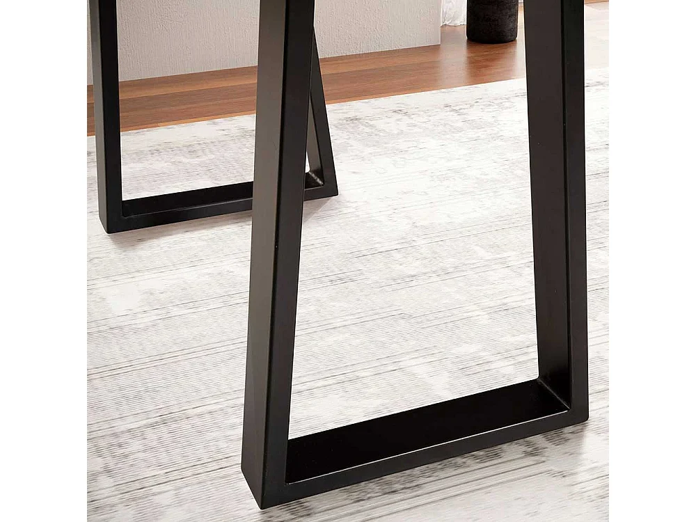 Bürotisch Laptopschreibtisch aus Akazie Massivholz mit Trapezgestell