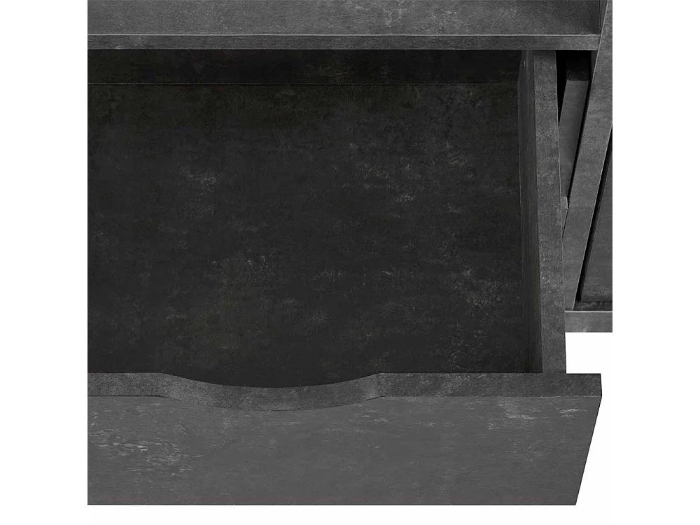 Bürotisch in Weiß und Beton Grau Regalen