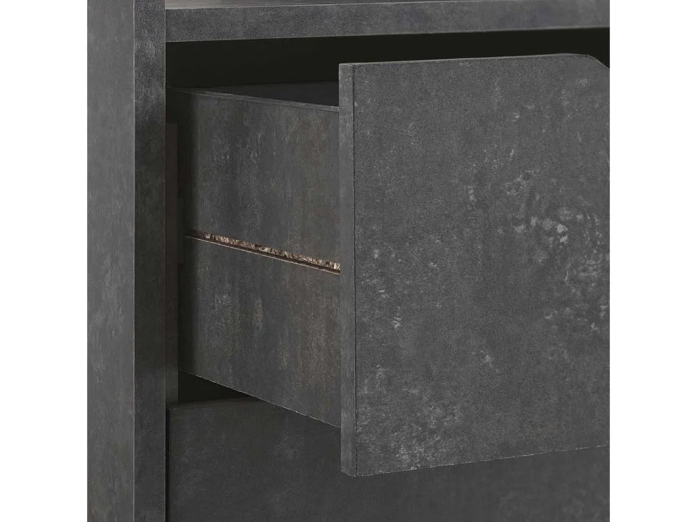 Bürotisch in Weiß und Beton Grau Regalen