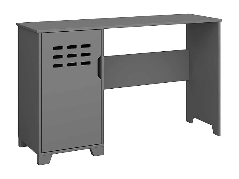 Schreibtisch aus MDF in Grau lackiert Knieraumblende