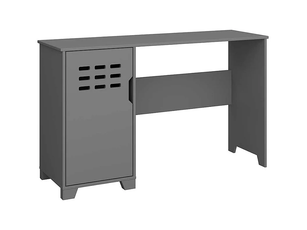 Schreibtisch aus MDF in Grau lackiert Knieraumblende