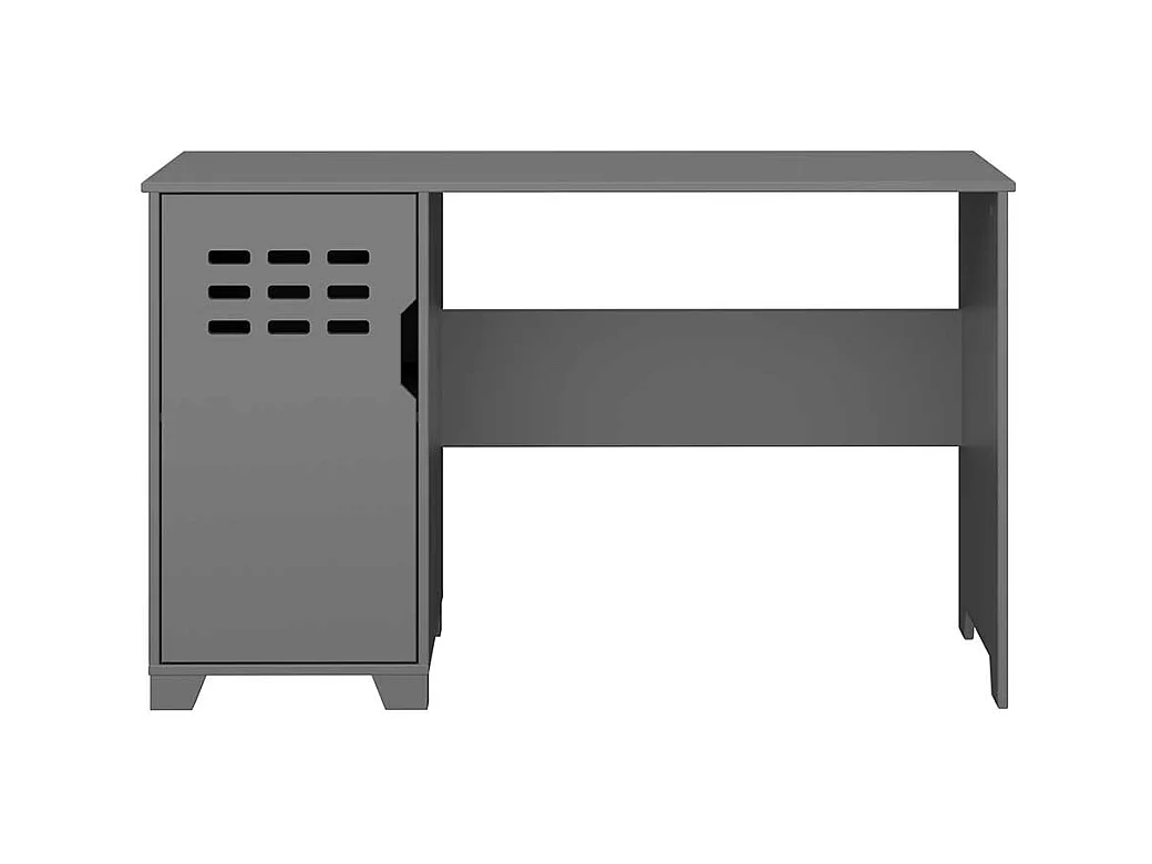 Schreibtisch aus MDF in Grau lackiert Knieraumblende