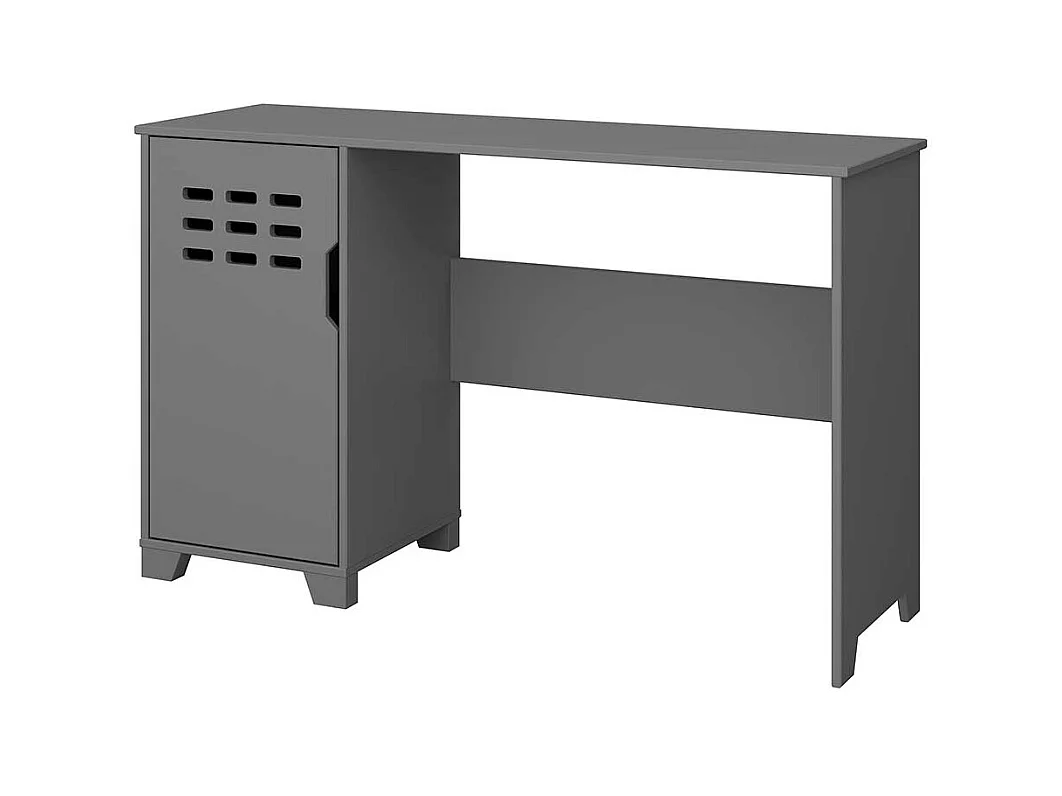 Schreibtisch aus MDF in Grau lackiert Knieraumblende