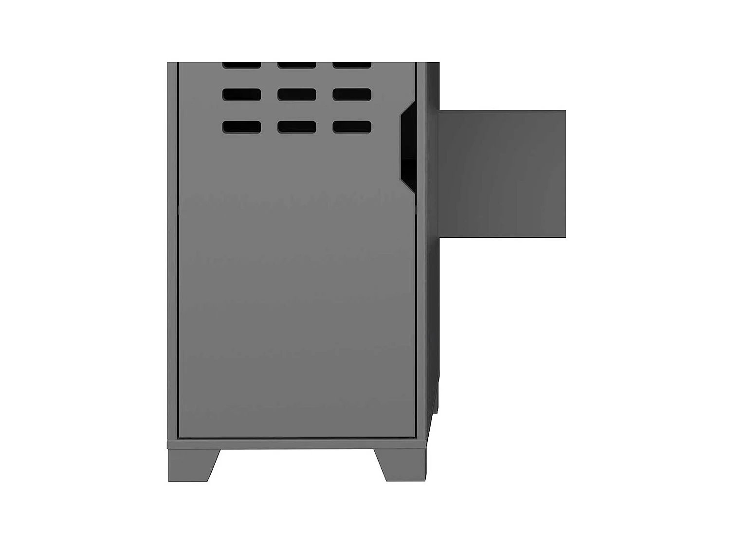 Schreibtisch aus MDF in Grau lackiert Knieraumblende