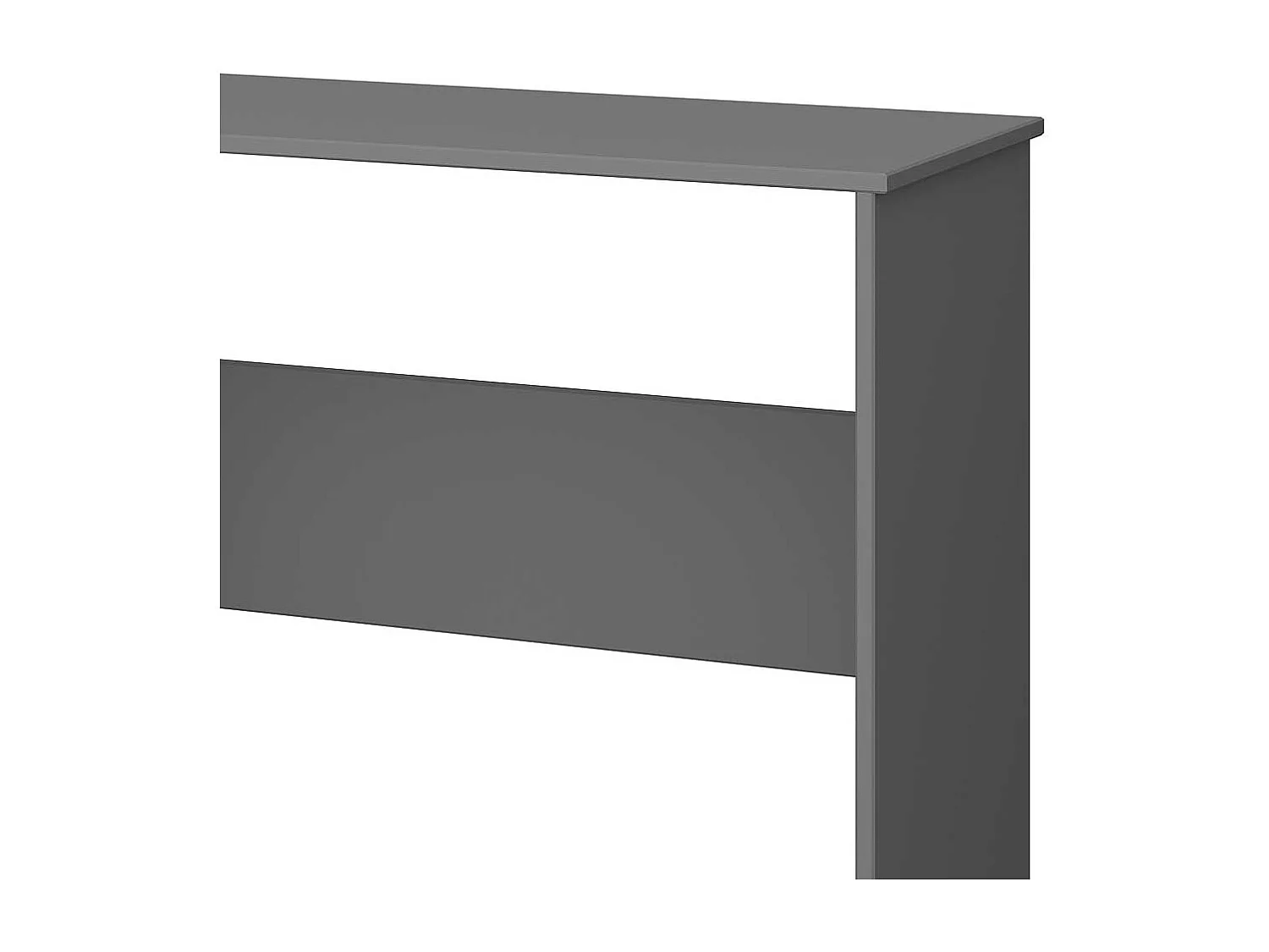 Schreibtisch aus MDF in Grau lackiert Knieraumblende