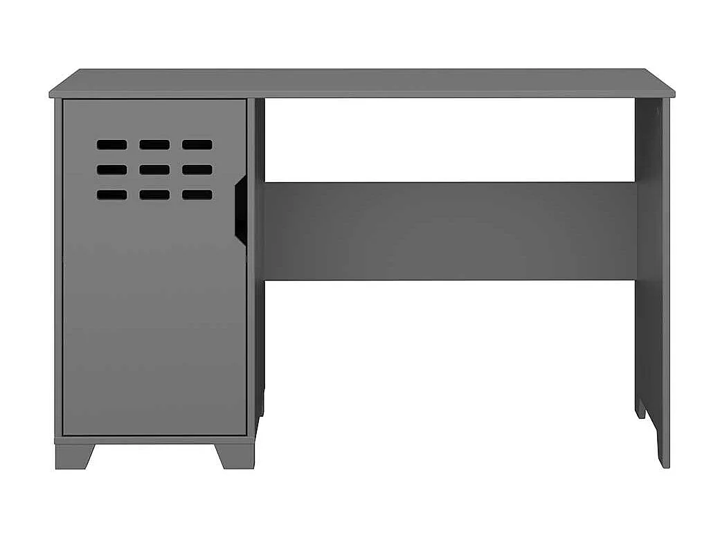 Schreibtisch aus MDF in Grau lackiert Knieraumblende