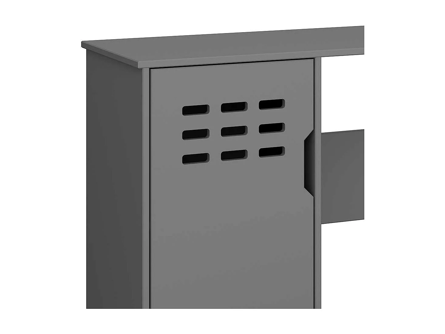 Schreibtisch aus MDF in Grau lackiert Knieraumblende