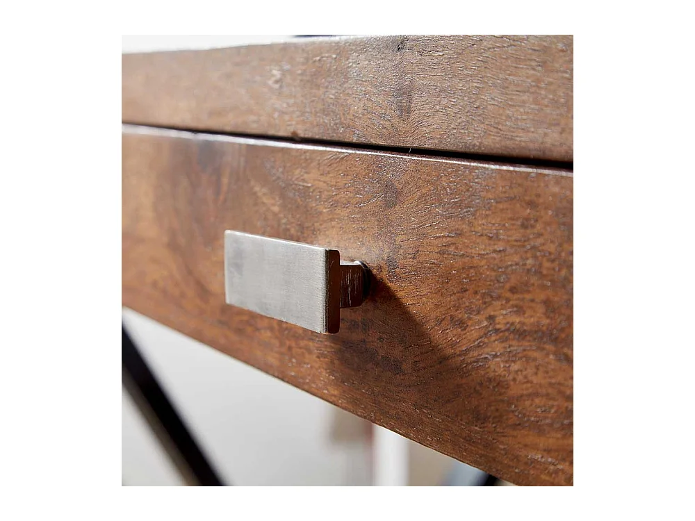 Design Schreibtisch aus Sheesham Massivholz und Stahl 120 cm breit