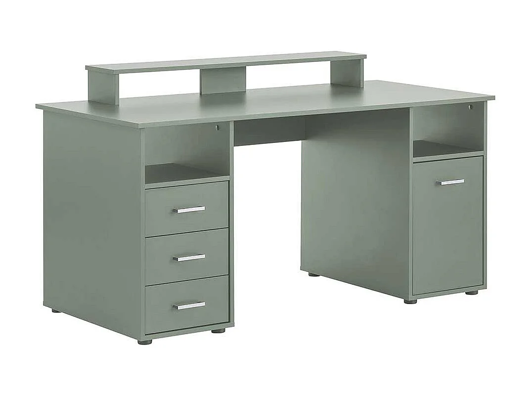 Schreibtisch Bürotisch in Graugrün mit drei Schubladen