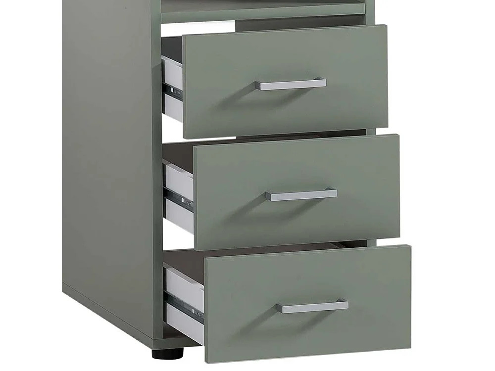Schreibtisch Bürotisch in Graugrün mit drei Schubladen