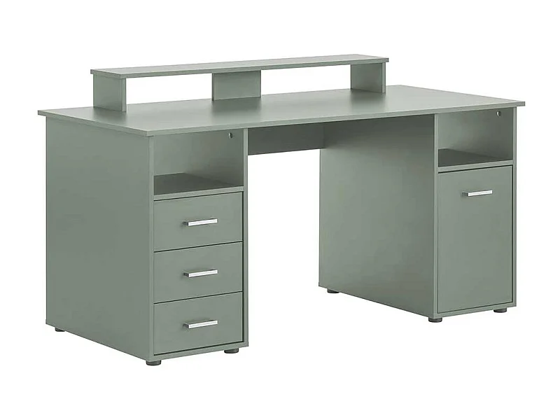 Schreibtisch Bürotisch in Graugrün mit drei Schubladen