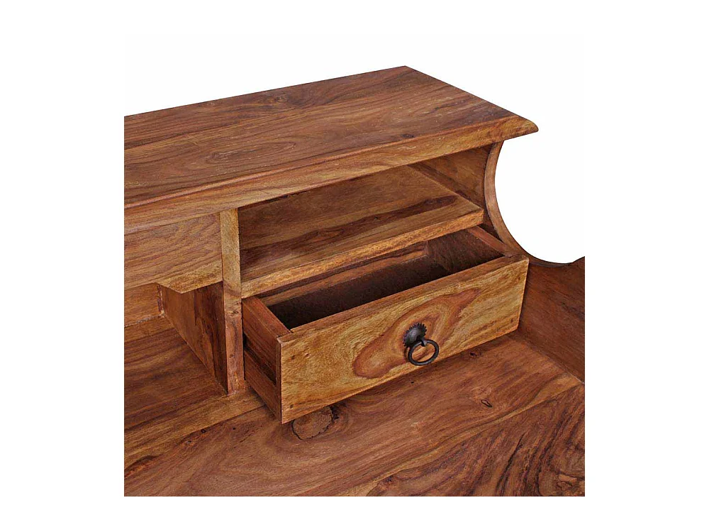 PC Tisch aus Sheesham Massivholz mit Aufsatz