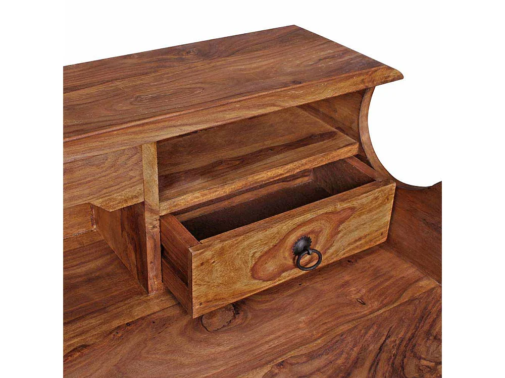 PC Tisch aus Sheesham Massivholz mit Aufsatz