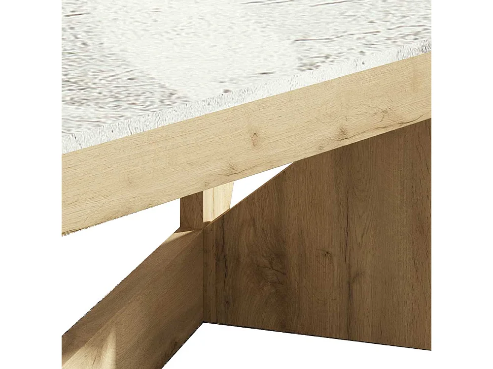 Couchtisch in Wildeichefarben und Hellgrau hochklappbarer Tischplatte