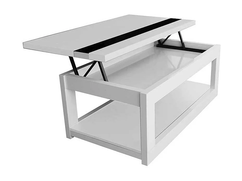 Couchtisch in Schwarzgrau und Weiß hochklappbarer Tischplatte