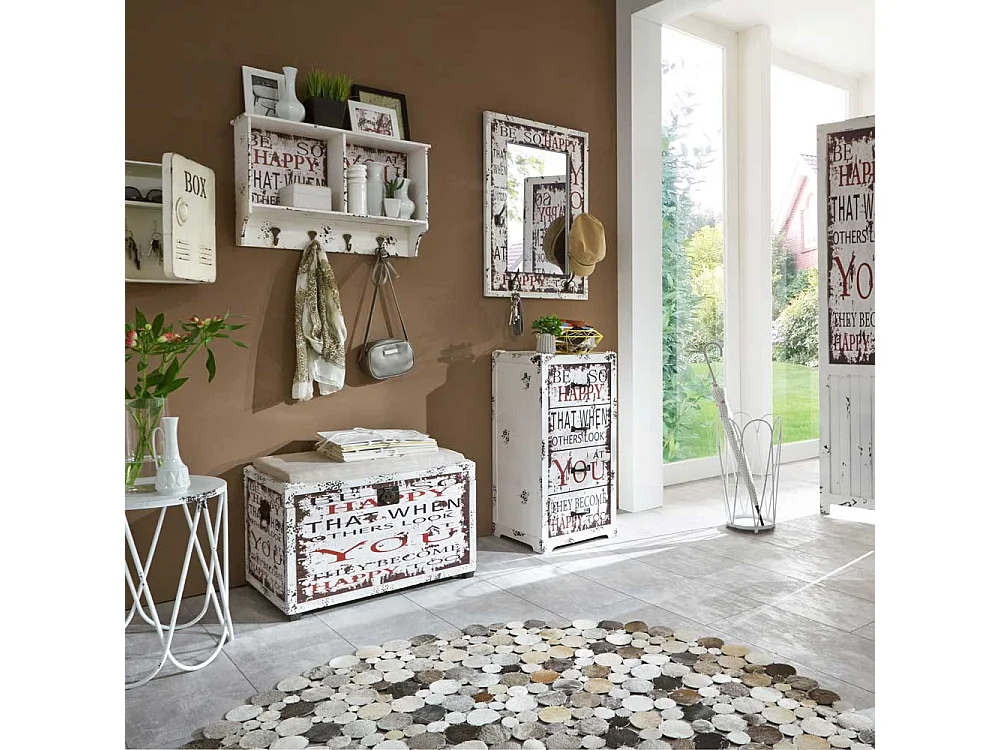 Design Wandspiegel mit Haken Schrift