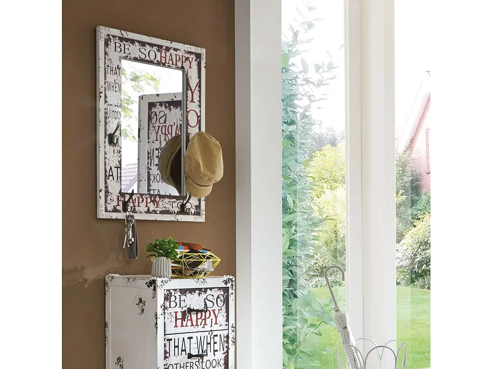 Design Wandspiegel mit Haken Schrift